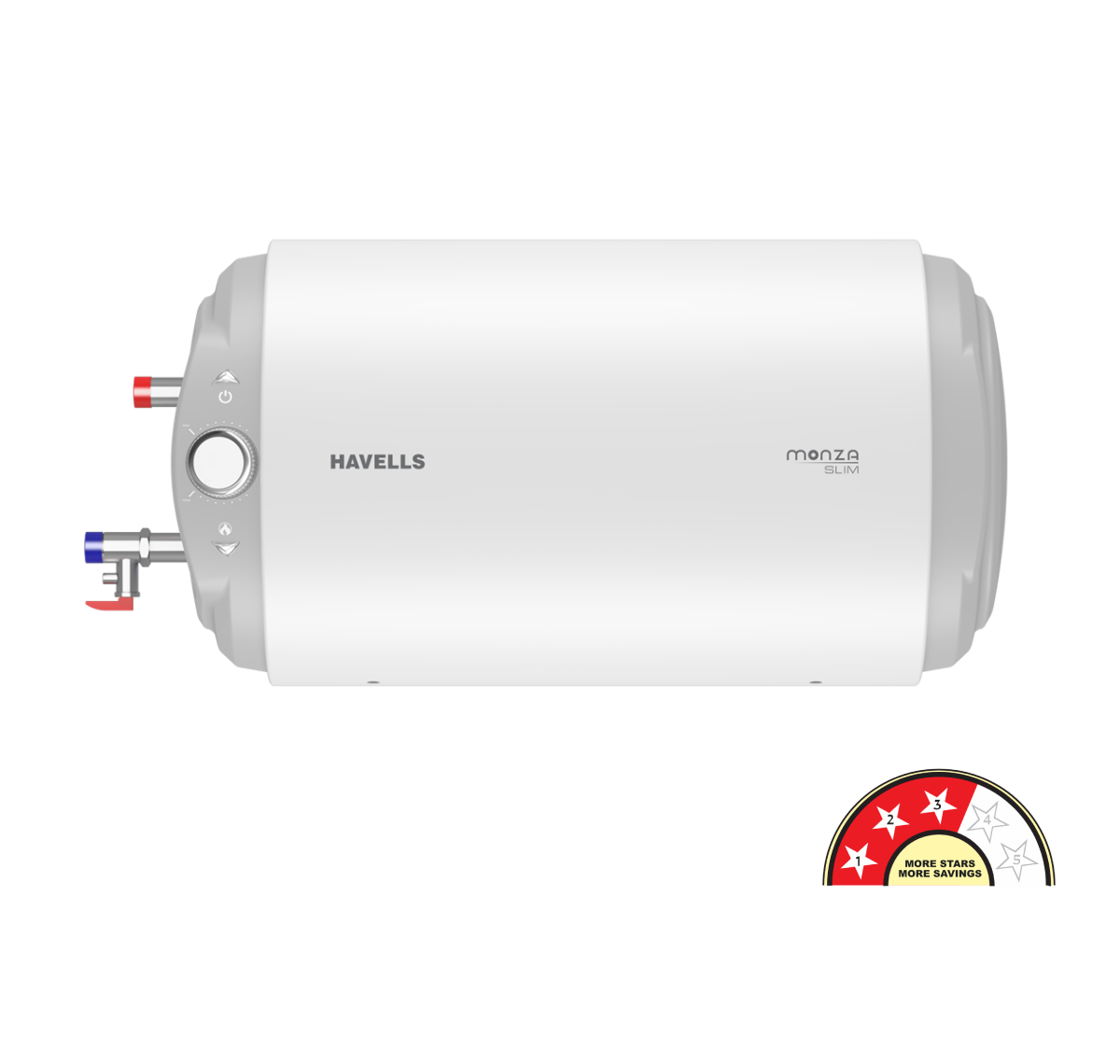 HAVELLS MONZA SLIM 15 L WHITE HORIZONTAL WITH LEFT SIDE CONNECTION GEYSER