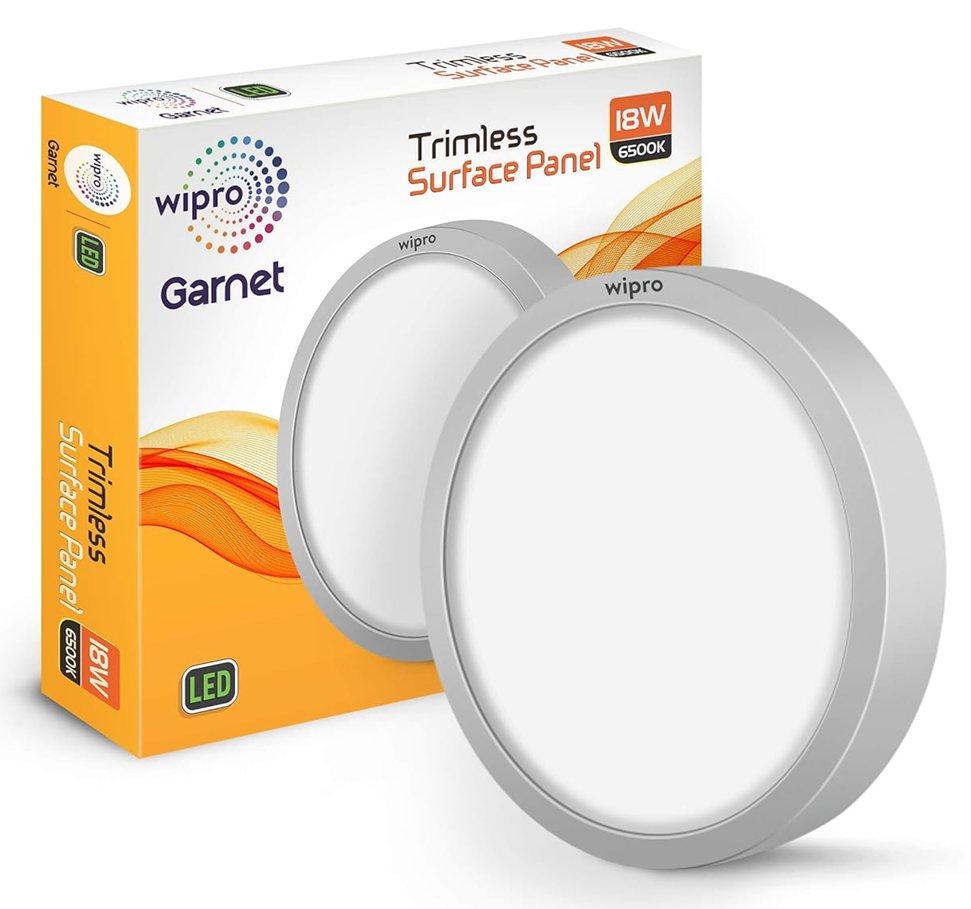 WIPRO GARNET 18-WATT TRIMLESS SURFACE ROUND PANEL LIGHT 6500K